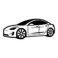 black vector electric car icon on white background Royalty Free Stock Photo