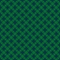 Green vector geometric seamless pattern with small flower shapes, crosses, grid Royalty Free Stock Photo