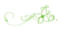 Green Vector Hand Drawn Calligraphic Separator. Spring Flourish Design Element. Floral light style decor for greeting