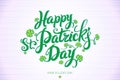 Green Vector Happy Saint Patricks Day design. lettering typography. Hand sketched beer festival badge Royalty Free Stock Photo