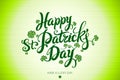 Green Vector Happy Saint Patricks Day design. lettering typography. Hand sketched beer festival badge Royalty Free Stock Photo