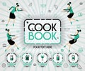 Green vector illustration concept. cookbook recipes and food cover book. healthy cooking recipe and delicious food cover can be fo