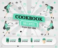 Green vector illustration concept. cookbook recipes recipes cover book. healthy cooking recipe and delicious food cover can be fo