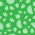 Green Vector Juicy Fresh Fruit Repeat Seamless Pattern