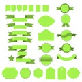 Green vector ribbons and lables set on white background Royalty Free Stock Photo