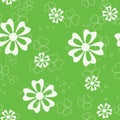 Green vector seamless pattern with flora