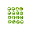 Green vector weather icons for internet websites use