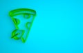 Green Vegan pizza slice icon isolated on blue background. Minimalism concept. 3D render illustration