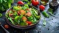 Green vegan salad from green leaves mix and vegetables. Royalty Free Stock Photo