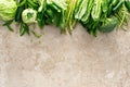 Green vegetable background. Various green vegetables. Veggies. Clean eating, healthy vegetarian, vegan food concept Royalty Free Stock Photo