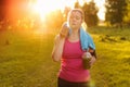 Green vegetable smoothie. Lens flare. Royalty Free Stock Photo