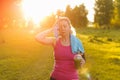 Green vegetable smoothie. Lens flare. Royalty Free Stock Photo