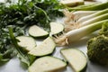 green vegetables: parsley, onion, broccoli, zucchini, paprika Royalty Free Stock Photo