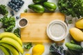 Green vegetables and ripe fruit for cooking Royalty Free Stock Photo