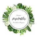 Green vegetables watercolor Poster Organic menu idea farm, healthy organic design, aquarelle card design vector illustration