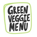 Green veggie menu. Eco bio sticker for social media content. Vector hand drawn illustration design.