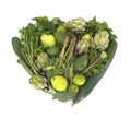 Green veggies heart on white Royalty Free Stock Photo