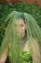 Green Veiled Girl Royalty Free Stock Photo