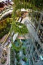 Green vertical interior design of Emquartier shopping mall dining floors Bangkok Thailand