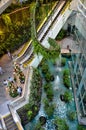 Green vertical interior design of Emquartier shopping mall dining floors Bangkok Thailand