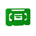 Green VHS video cassette tape icon isolated on transparent background.