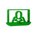 Green Video chat conference icon isolated on transparent background. Online meeting work form home. Remote project