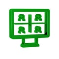 Green Video chat conference icon isolated on transparent background. Online meeting work form home. Remote project