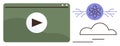 Video Streaming Interface with Play Button and Cloud Computing Concept Highlighting Technology Royalty Free Stock Photo