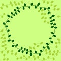 Green vine leaves circle frame, vector