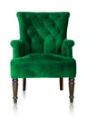 Green vintage armchair isolated on white clipping path. Royalty Free Stock Photo