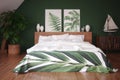 Green vintage bedroom interior