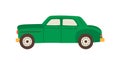 Green vintage Cuban car vector flat illustration. Retro automobile side view isolated on white background. Hand drawn