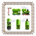 Green vintage locomotive with coach set Royalty Free Stock Photo