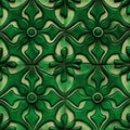 Green vintage mosaic tile background. Abstract geometric ceramic azulejo pattern in spanish or moroccan style. Generative AI