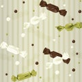 Green vintage seamless background with candy