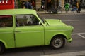 Green vintage Trabant 601 parked on the street in Mitte Berlin Germany