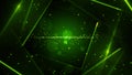 Green virtual abstract background space tunnel with neon line lights. Royalty Free Stock Photo