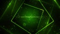 Green virtual abstract background space tunnel with neon line lights. Royalty Free Stock Photo