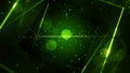 Green virtual abstract background space tunnel with neon line lights. Royalty Free Stock Photo