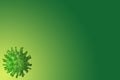 Green virus bacteria cell 3D render image on green background. Flu, influenza, coronavirus model illustration. Space mock up for Royalty Free Stock Photo