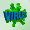 Green Virus particle on text