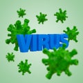 Green Virus particle on text