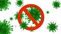 Green viruses attacking red blood cells in vessel. Royalty Free Stock Photo
