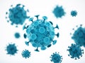 Green viruses on white background. 3D illustration