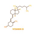 Green vitamin d formula on golden background. Vector 3d illustration