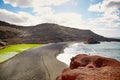 Green volcanic lake Charco de los Clicos at Lanzarote