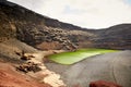 Green volcanic lake Charco de los Clicos at Lanzarote