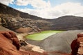 Green volcanic lake Charco de los Clicos at Lanzarote