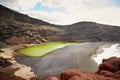 Green volcanic lake Charco de los Clicos at Lanzarote