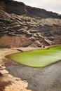 Green volcanic lake Charco de los Clicos at Lanzarote